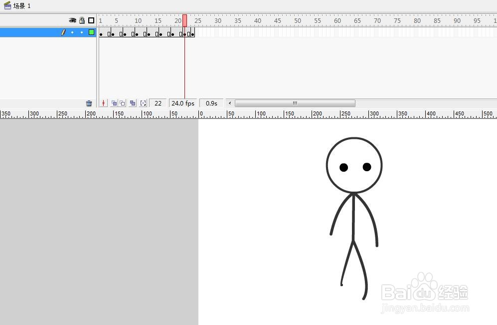 flash制作一个火柴人正面走路的动作教程