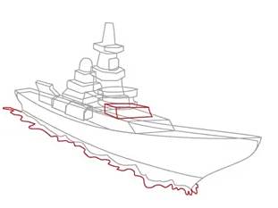 一艘军舰怎么画