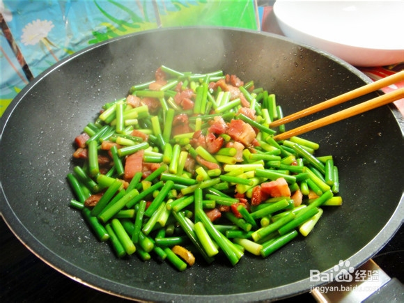蒜苔香炒腊肉
