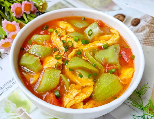 番茄丝瓜鸡蛋汤