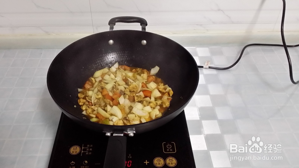 西红柿葱头酥肉炒意大利面