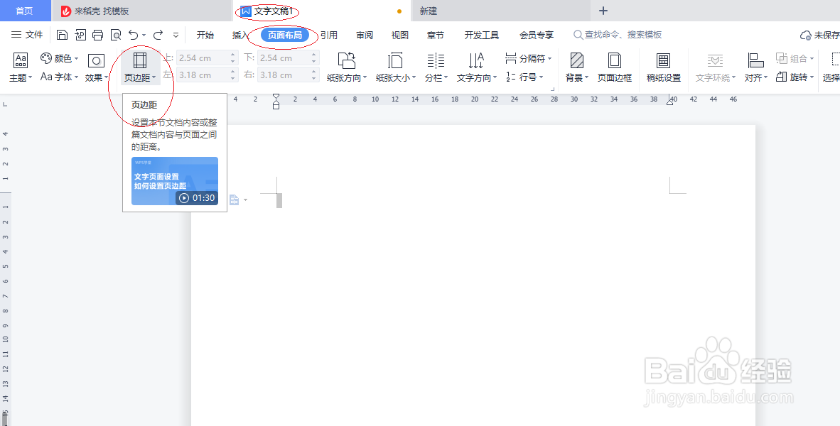 WPS文字处理 2022如何设置页面边距