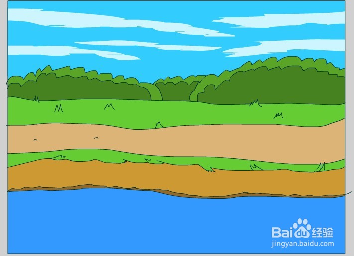 flash绘制一个河边小路场景