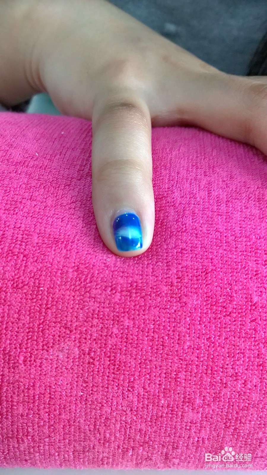 蓝色风情 美甲 十指细节图