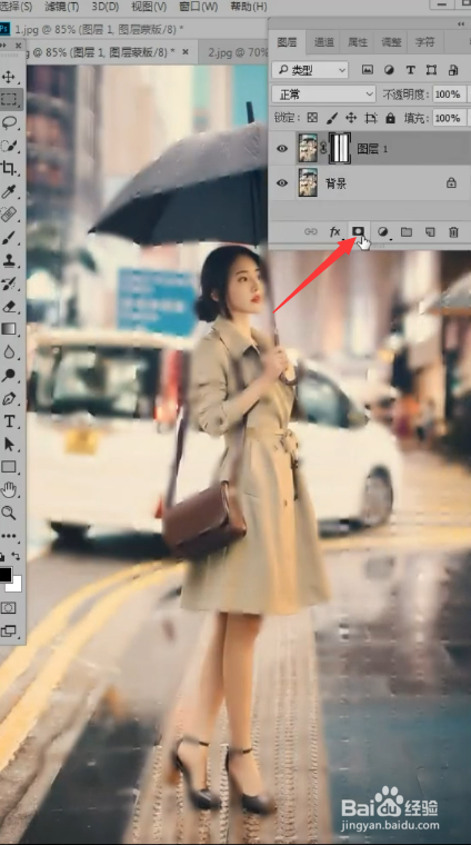 PS里如何给图片加下雨效果