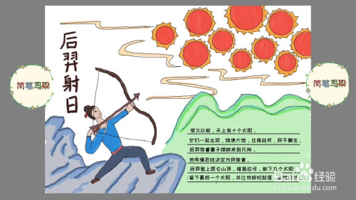 后羿射日神话故事手抄报