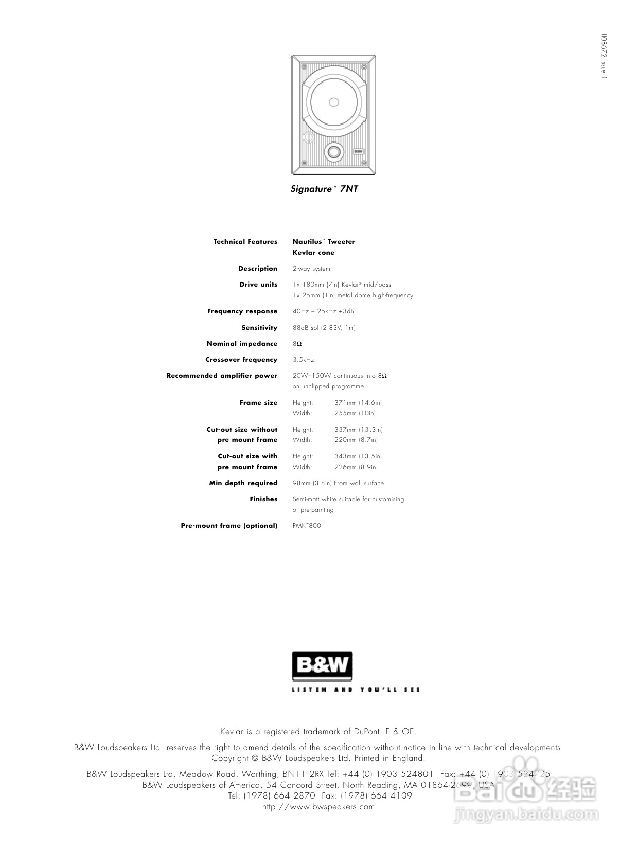 B&W公司Signature7NT型音响说明书:[2]-百度经验