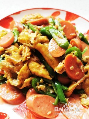 火腿肠青椒炒鸡蛋