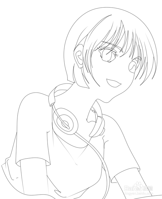 简笔画---挂着耳机的女孩画法