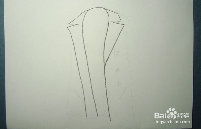 彩铅如何画无袖V领风衣