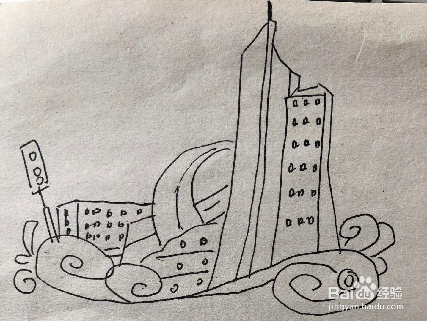 美丽东莞我的家简笔画