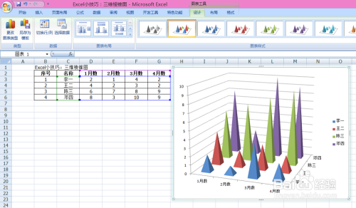 Excel小技巧：三维棱锥图