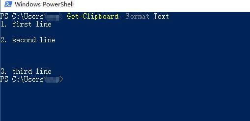 PowerShell删除粘贴板的空行