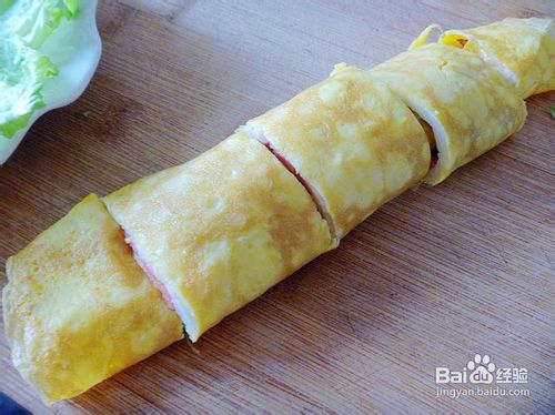 【简单制作的花样饼大全】快手早餐家里吃----火腿双色鸡蛋饼