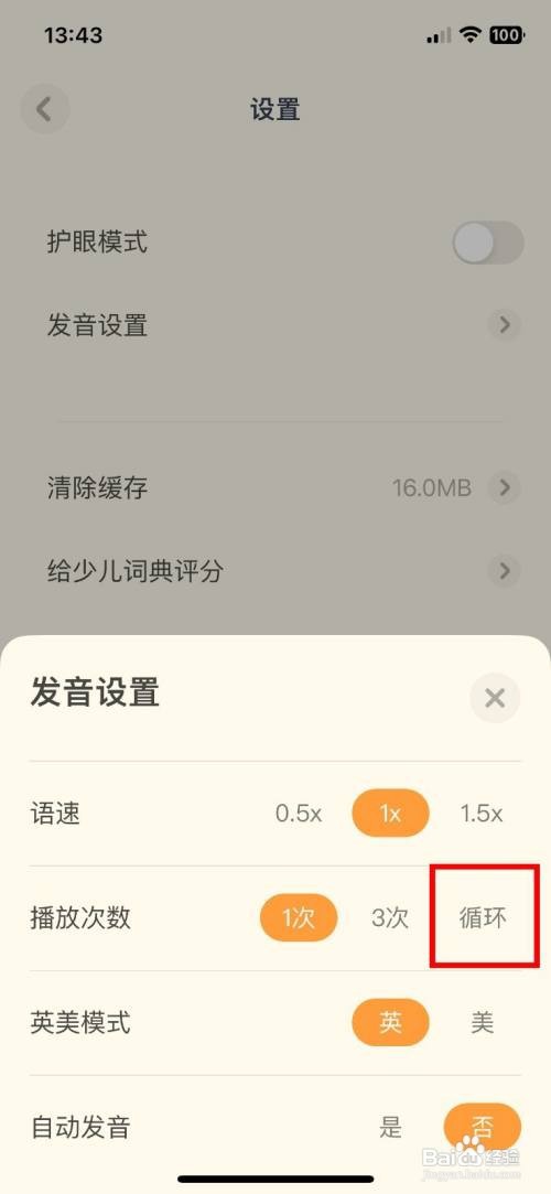 有道少儿词典app软件如何设置为循环播放发音