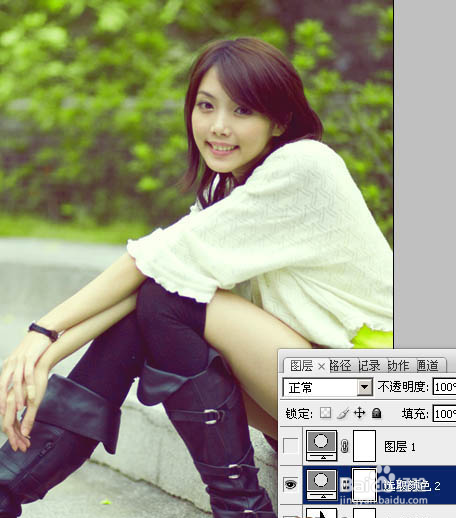 PS给石阶上的美女图片增加淡淡的甜美色