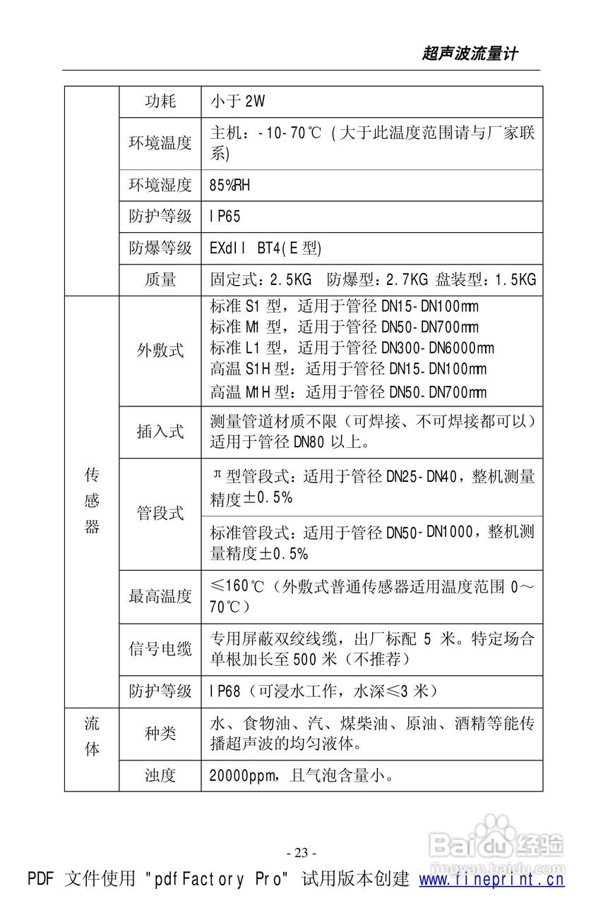 威尔逊WSF-100型超声波流量计说明书:[3]