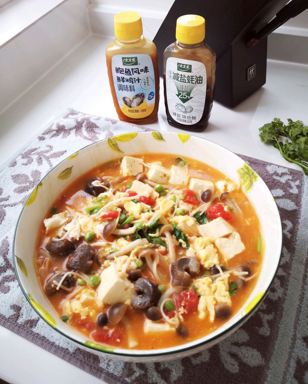 鲍汁海参菌菇豆腐浓汤
