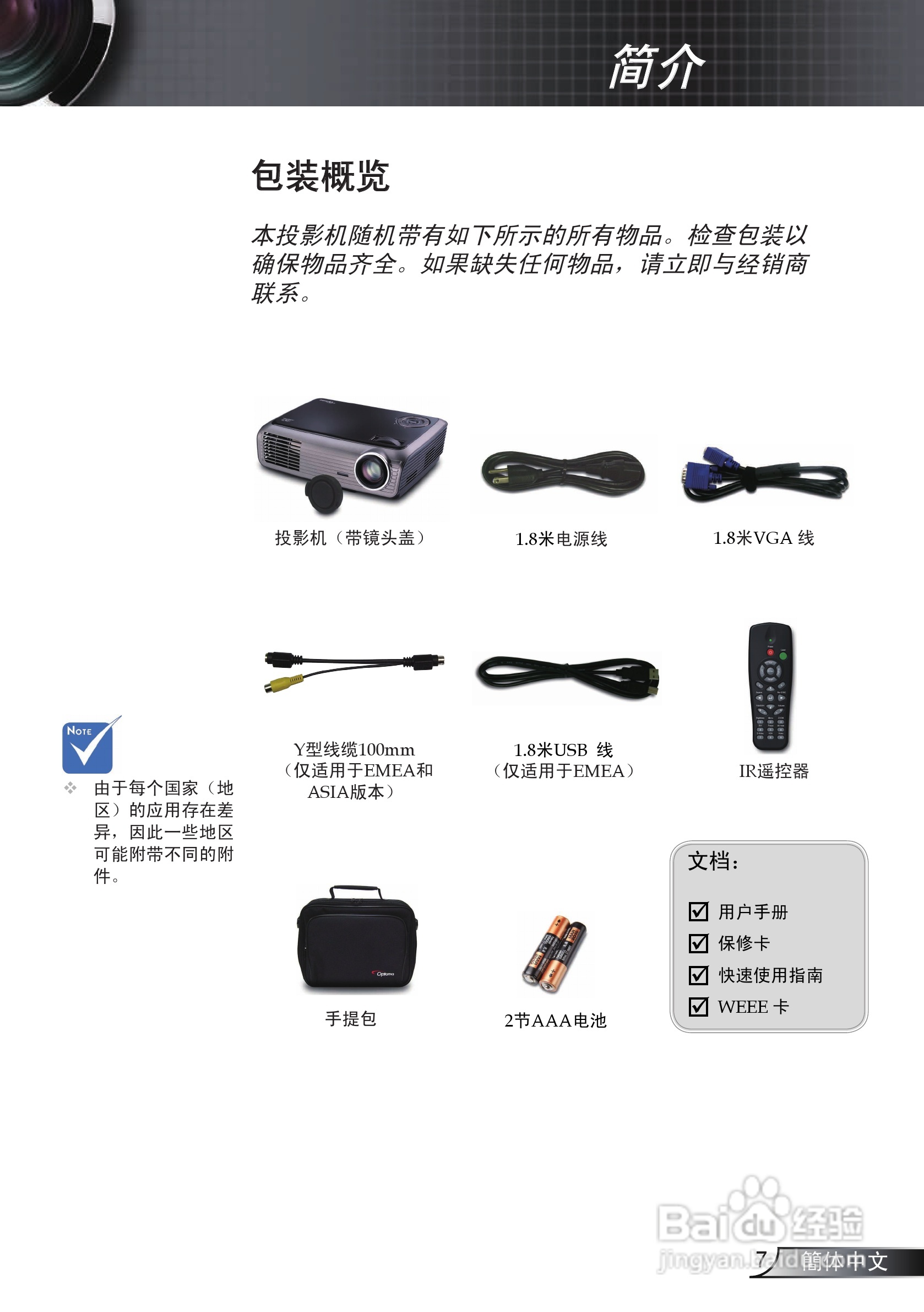 奥图玛投影机EP721型说明书:[1]