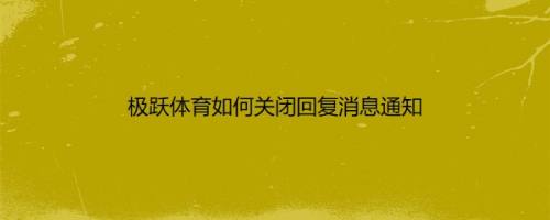 极跃体育如何关闭回复消息通知