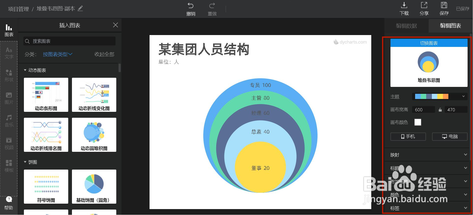如何用镝数图表制作堆叠韦恩图