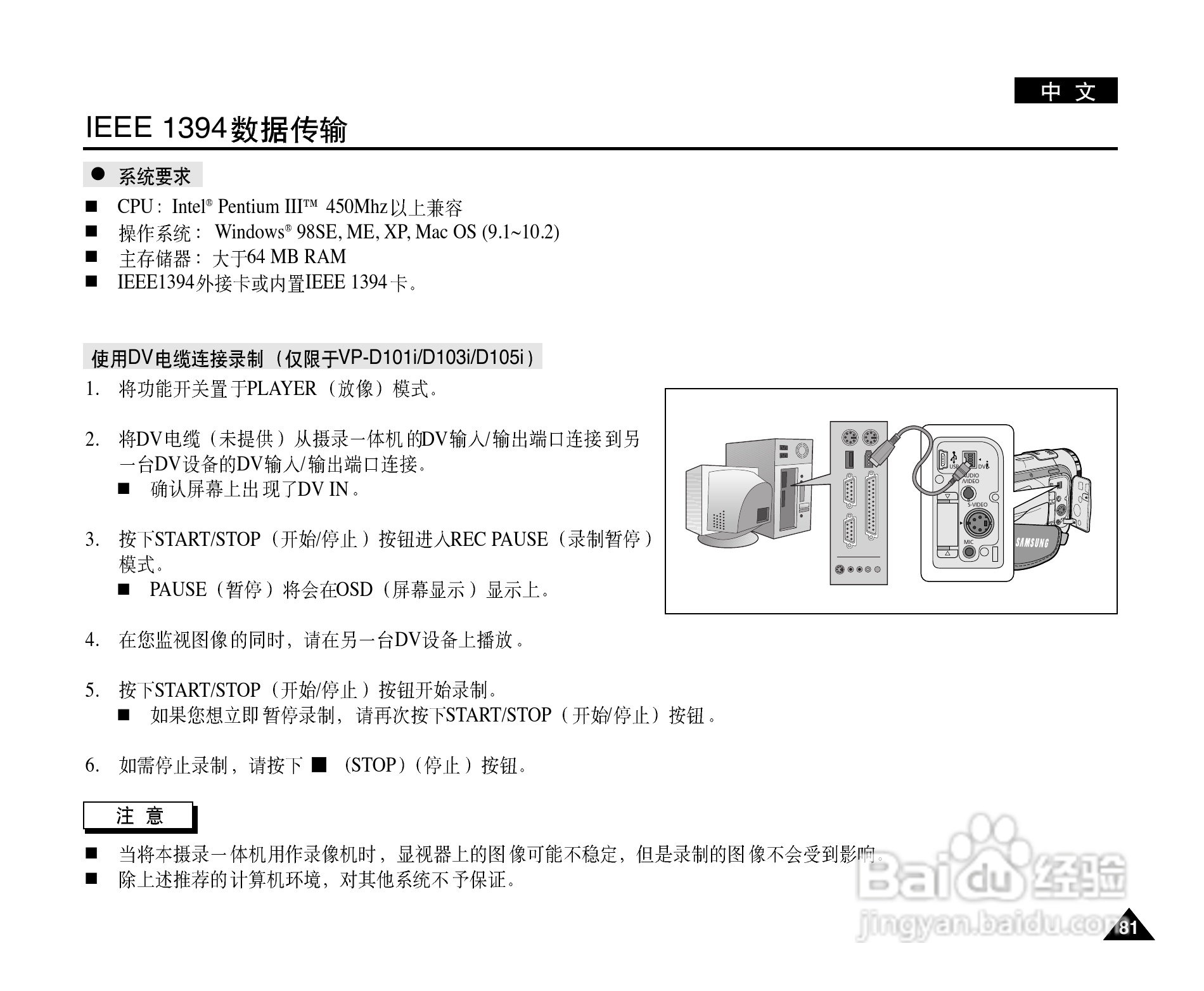 三星VP-D101数字摄录一体机用户说明书:[9]