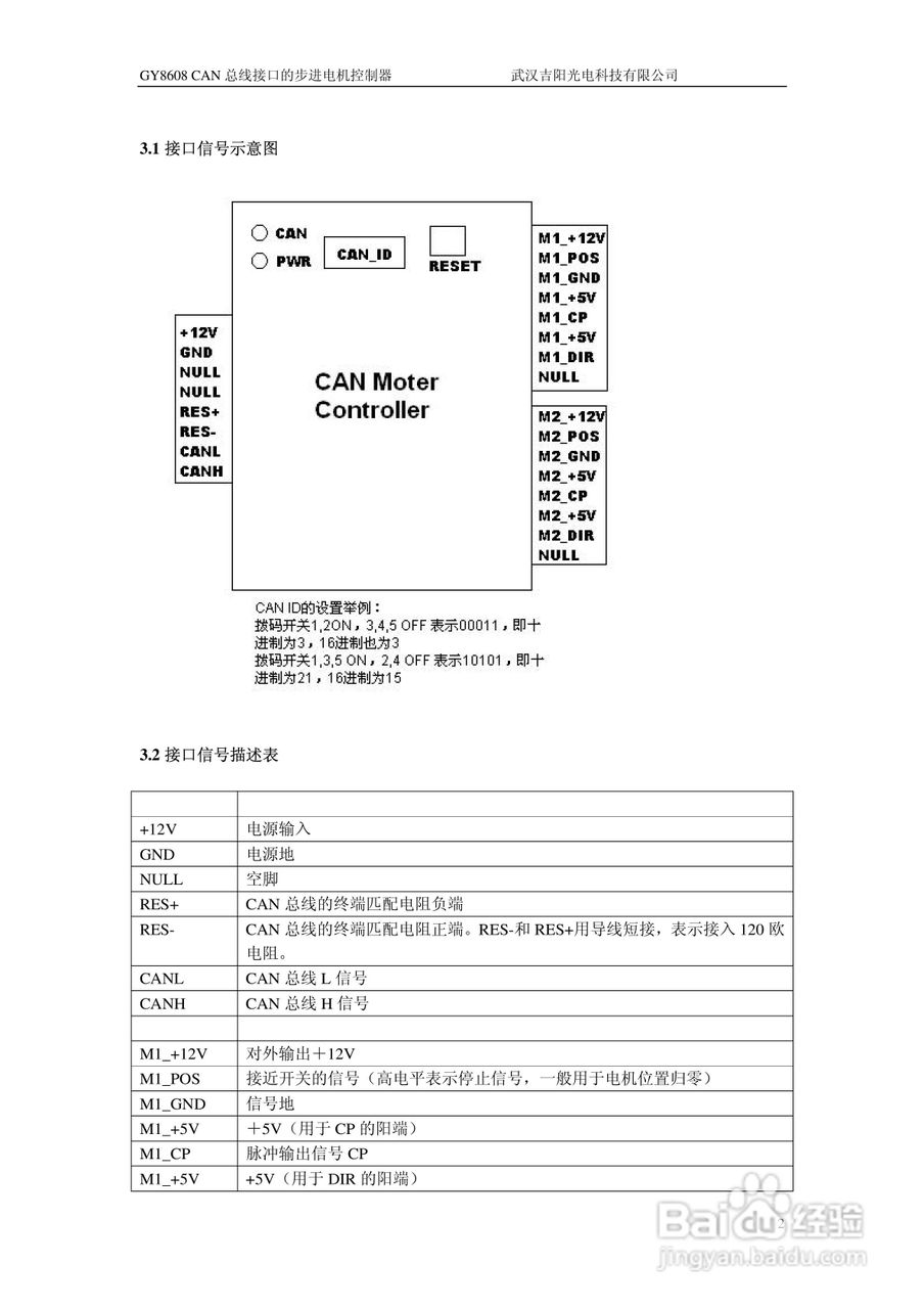 吉阳光电gy8608 can总线双路步进电机控制器使用说明书