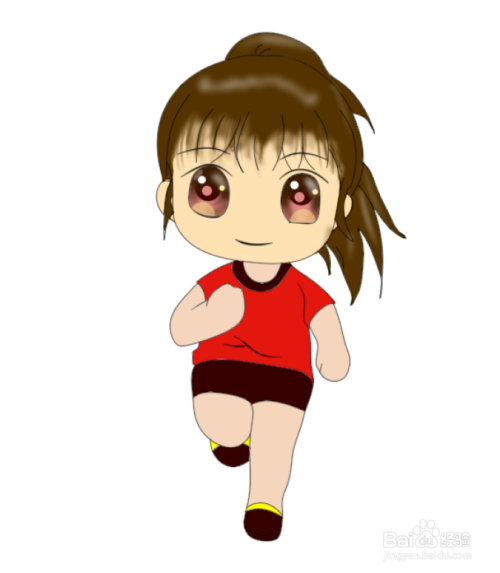 简笔画--q版跑步中的女孩画法