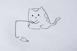 简笔画:教你怎么画在河边钓鱼的小花猫