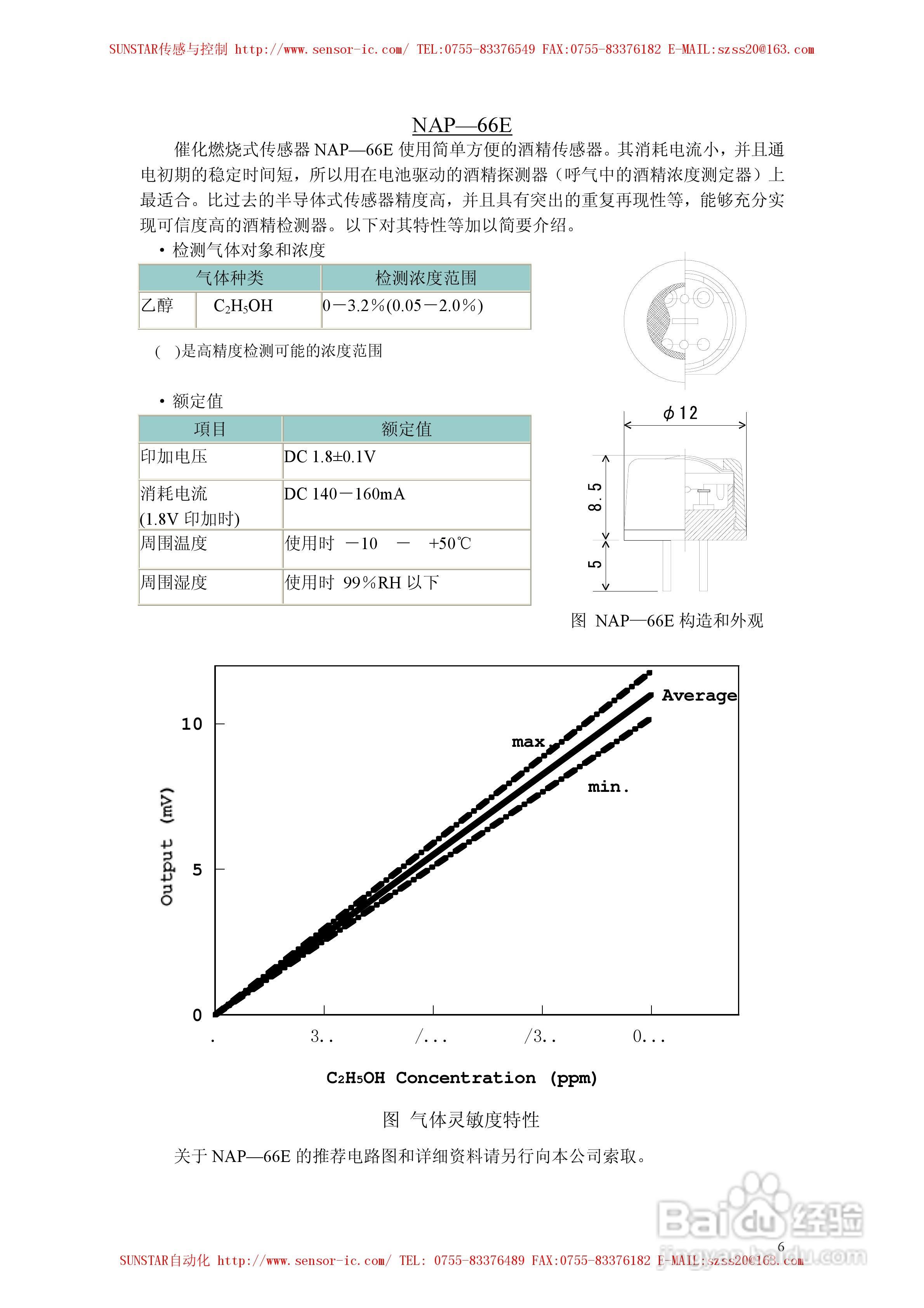 MAP-100A系列工业用可燃性气体传感器使用说明书:[3]