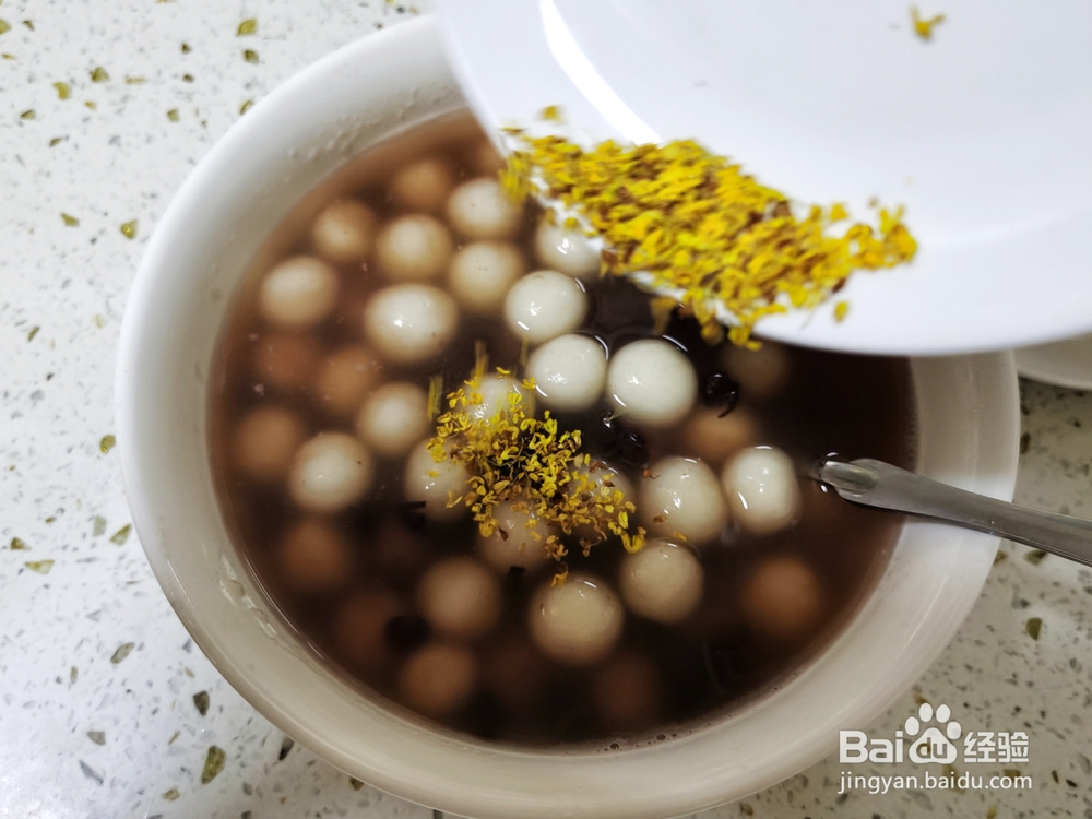 不费事做蜜豆桂花圆子