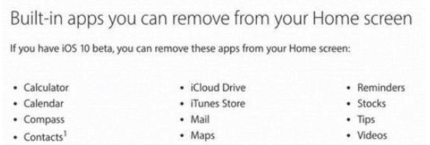 iOS10可以删除的原生APP