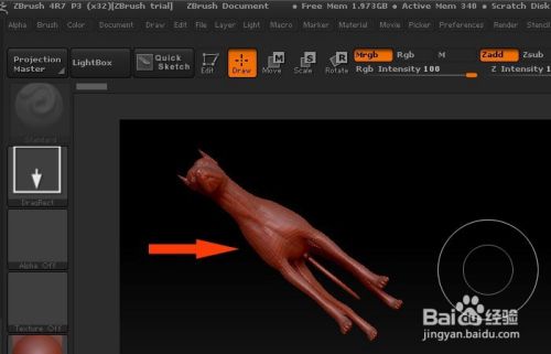 Zbrush中如何给模型设置灯光 百度经验