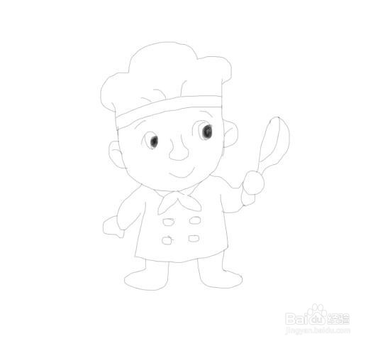 简笔画小厨师是怎么画的