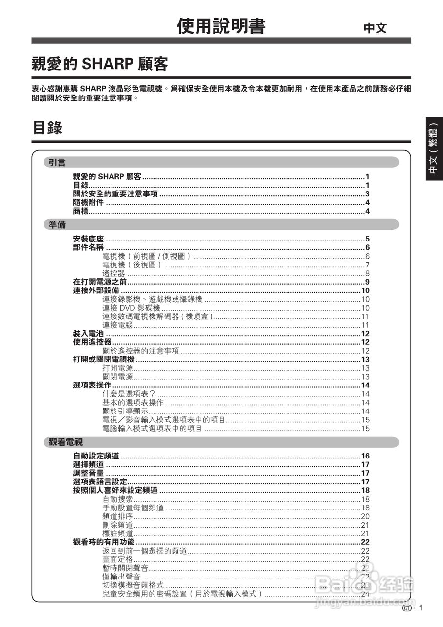 声宝LC-19A33H-BK型液晶电视机说明书:[1]