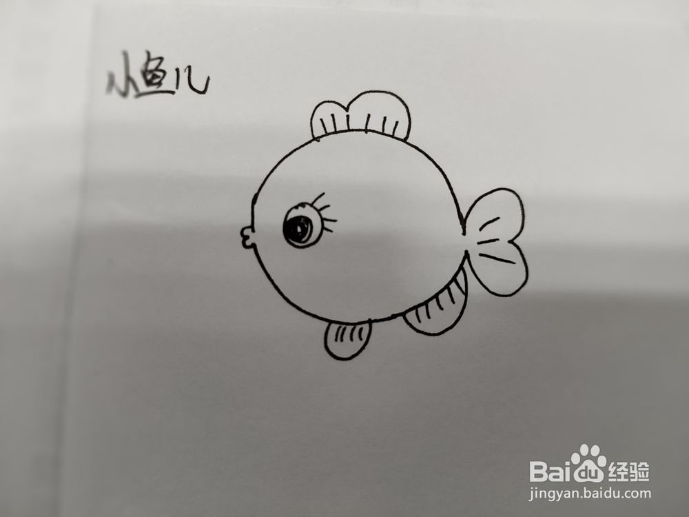 吐泡泡的圆嘟嘟的小鱼儿简笔画怎么画