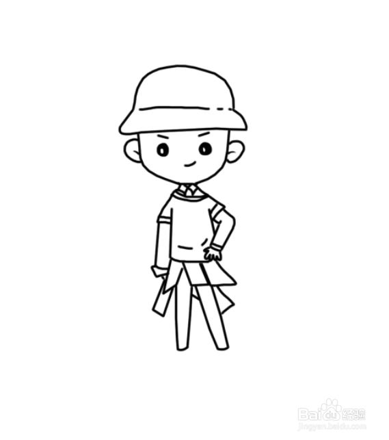 酷酷的女孩的简笔画