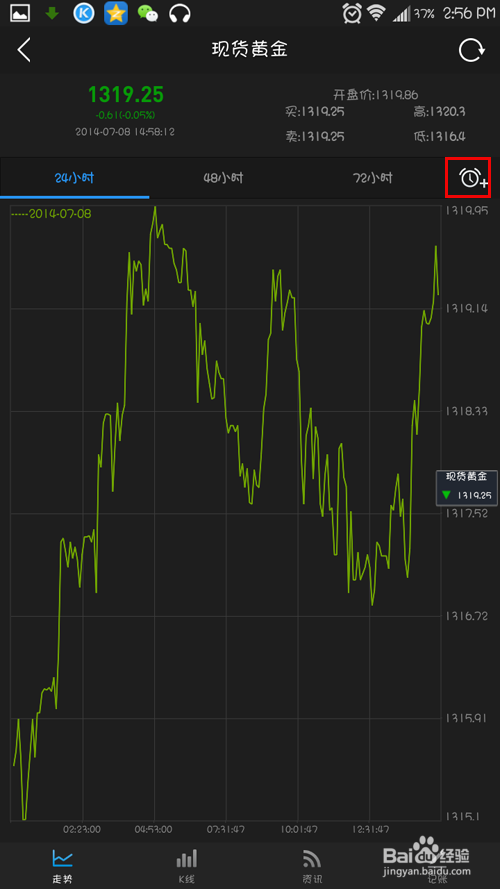 手机桌面显示行情报价及行情提醒警报
