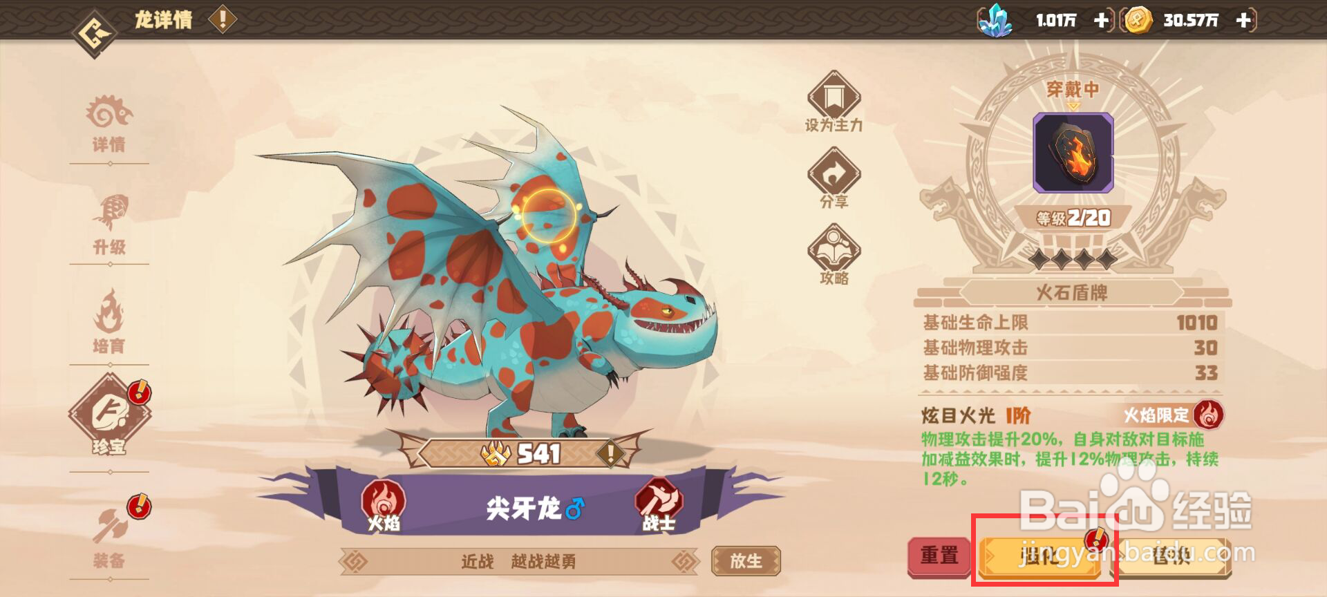 驯龙高手旅程如何强化珍宝火石盾牌？