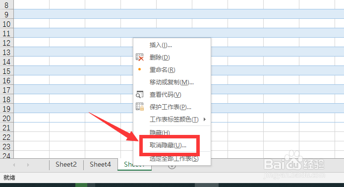 excel2019怎么设置隐藏或显示工作表