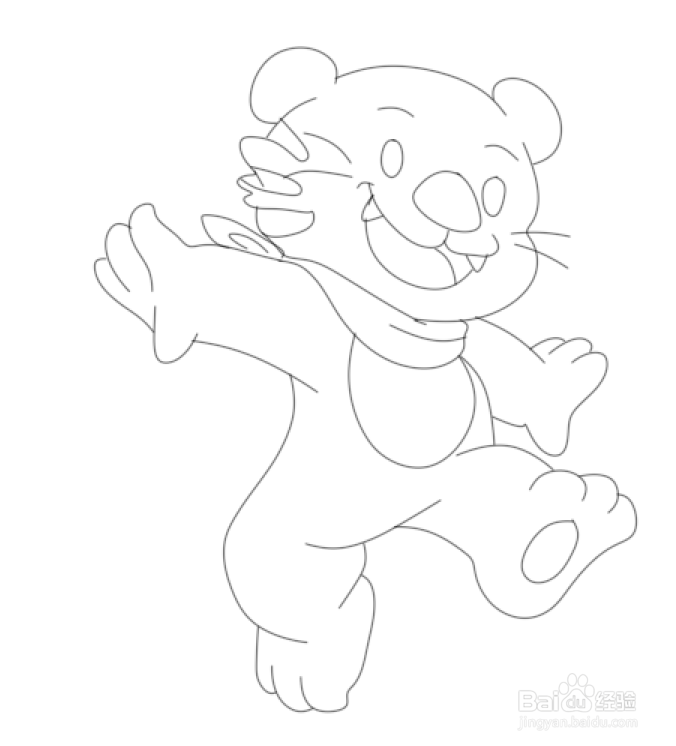 简笔画---开心的卡通老虎画法