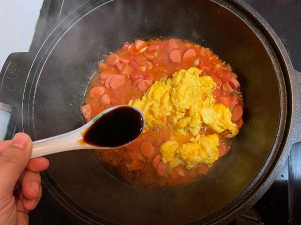 番茄鸡蛋火腿盖饭