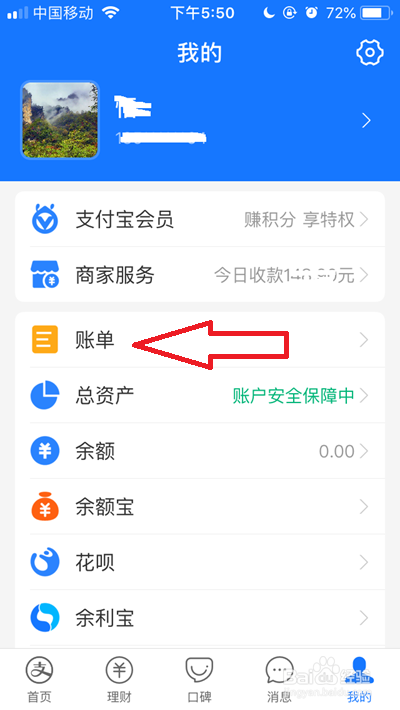支付宝月账单哪里看