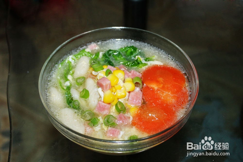 猫耳面火腿杂蔬汤