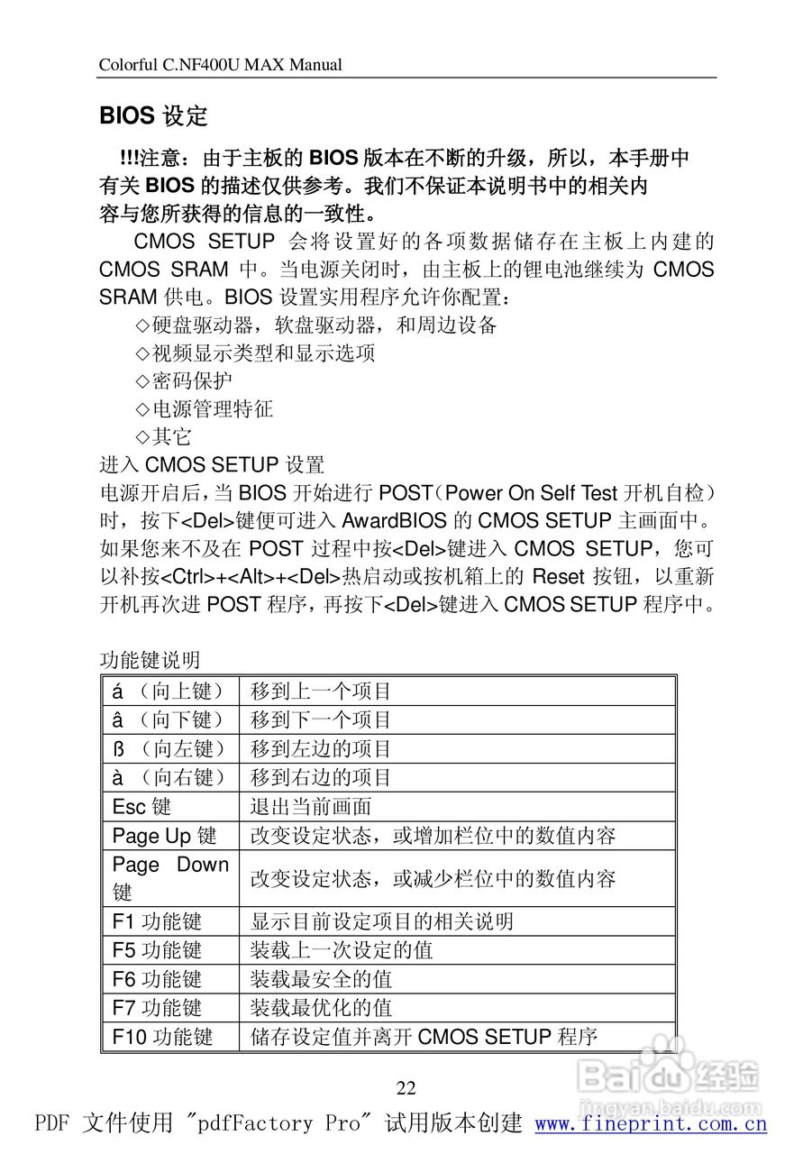 七彩虹C.NF400U MAX型主板说明书:[3]