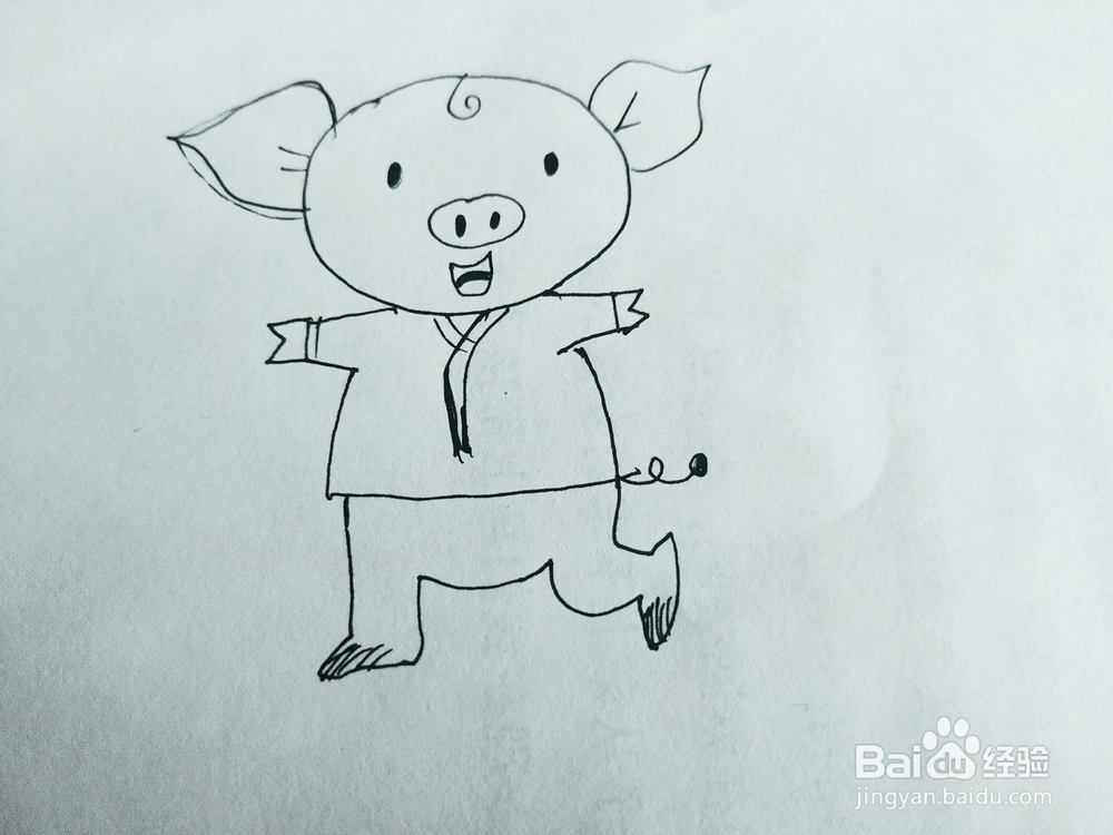 手拿中国结的可爱小猪简笔画怎么画呢？