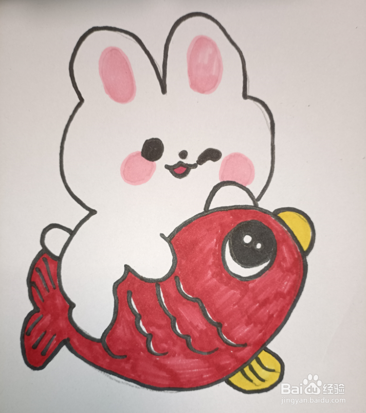 元旦的小兔子怎么画