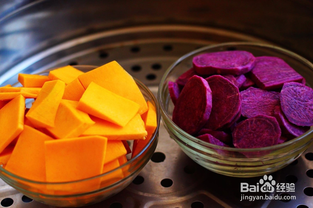 开胃紫薯南瓜双色花卷