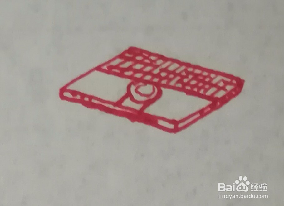 笔记本电脑简笔画怎么画，用几何形概括简单易学