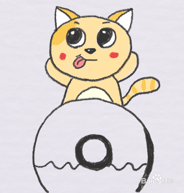 小猫咪吃甜甜圈怎么画